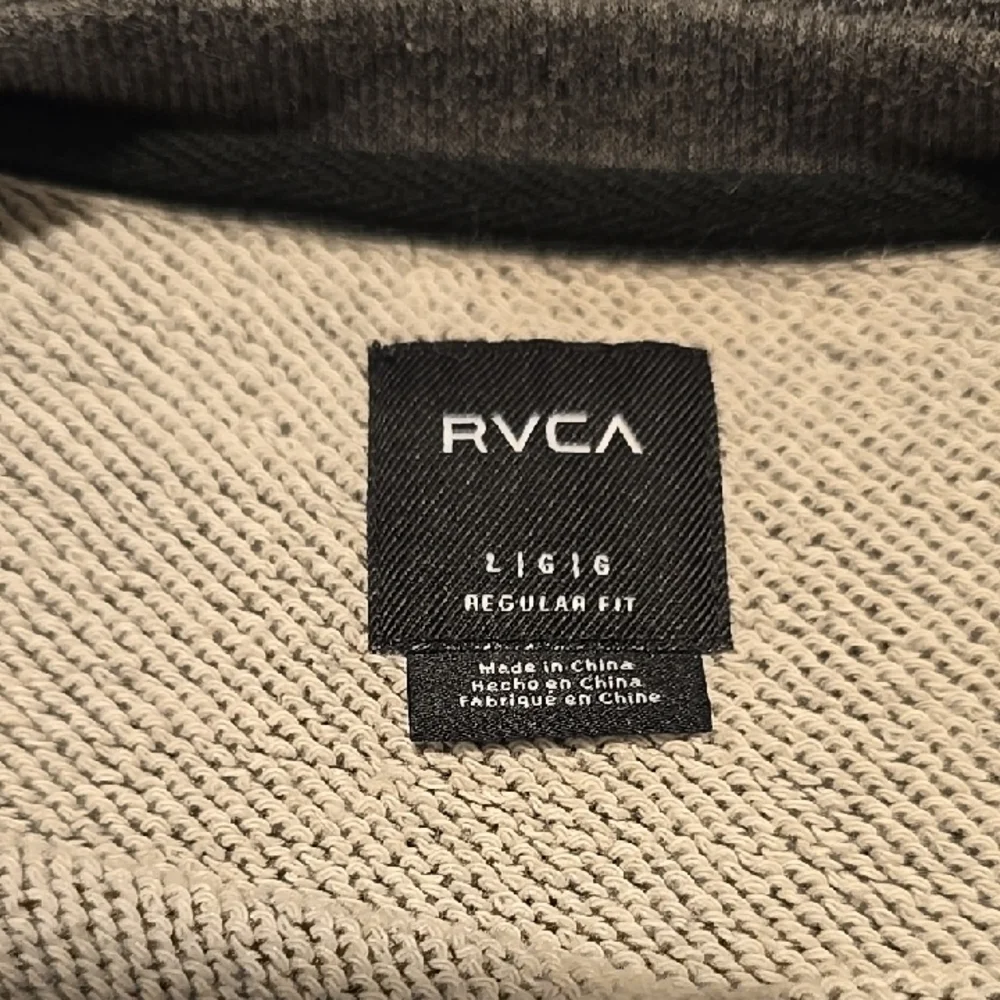 RVCA Men's Charcoal and Black Crewneck Sweater L